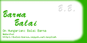 barna balai business card